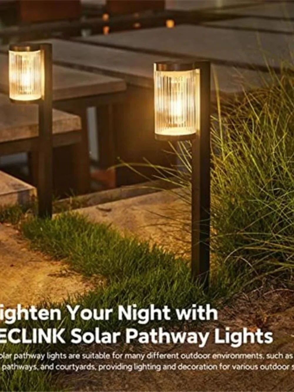 Solar Pathway Lights Outdoor Waterproof LED Garden Landscape Lights Auto On